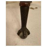 Antique Wood Piano Stool with Claw Feet and Ornate Backrest