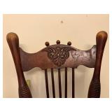 Antique Wood Piano Stool with Claw Feet and Ornate Backrest