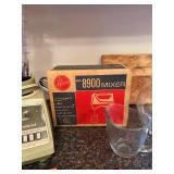 Vintage Osterizer Galaxie Blender, Hoover 8900 Mixer, Cookbooks, and Glassware Assortment