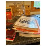 Vintage Osterizer Galaxie Blender, Hoover 8900 Mixer, Cookbooks, and Glassware Assortment