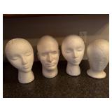Set of 4 Styrofoam Mannequin Heads