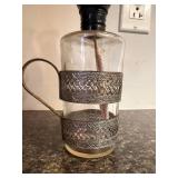 Collection of Vintage Glass Oil Lamps, Crystal Glassware, and Salt Shakers