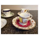 Set of 4 Assorted Vintage Demitasse Cup and Saucer Sets - Royal Doulton, Weimar, Limoges, Avon