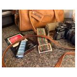 Minolta XE-7 Film Camera Bundle with Lenses, Vivitar Accessories, and Leather Bags