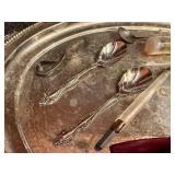 Vintage Collection with Silverplated Serving Tray, Spoons, Razors, Marbles, and Keys