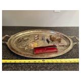 Vintage Collection with Silverplated Serving Tray, Spoons, Razors, Marbles, and Keys