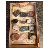 Vintage Boxed Collection of 12 Mineral and Rock Specimens
