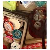 Holiday and Craft Supplies Collection with Ribbons, Wrapping Paper, Pinecones