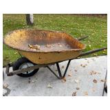 Used Heavy-Duty Metal Wheelbarrow with Single Pneumatic Tire