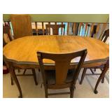 Antique Wooden Dining Table with 4 Chairs and 18-Inch Leaf