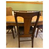 Antique Wooden Dining Table with 4 Chairs and 18-Inch Leaf