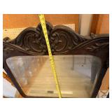 Antique Ornate Wood Framed Wall Mirror with Carved Detailing