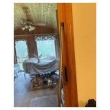 Brass Wall Lamp with Decorative Floral Garland and Curtain Rod