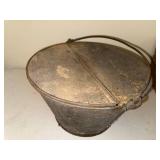 Great North American Railway Antique Metal Ash Bucket with Lid and Handle