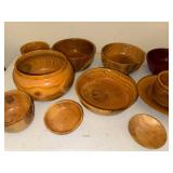 Collection of Hand-Turned Wooden Bowls and Plates