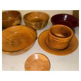 Collection of Hand-Turned Wooden Bowls and Plates
