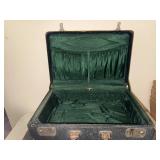 Pair of Vintage Leather Suitcases with Green Lining and Tanners Council Cowhide