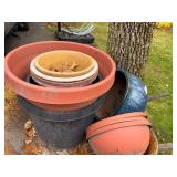 Collection of Assorted Outdoor Garden Pots and Planters