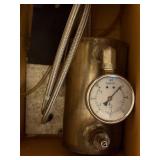 Stainless Steel Pressure Vessel Used to Bleed Vehicle Brakes with Analog Gauge and Braided Hoses