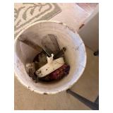 Collection of Bird Feeders, Garden Tools, Poultry Netting, and Outdoor Accessories