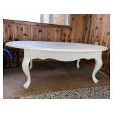 White Oval Wood Coffee Table with Cabriole Legs