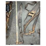 Assortment of Vintage Hand Tools and Saw Blades