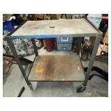 Metal Utility Cart with Two Shelves and Casters