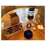 Mixed Vintage Decor Lot with Kundo Anniversary Clock, Lantern, and Collectibles