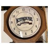 Icehouse Beer Wall Clock with Illuminated Sign