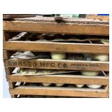 Vintage Owosso MFG Wooden Egg Crate with Egg Trays