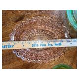 Vintage Depression Glass and Art Glass Dish Collection - Pink, Green, Amber, and Black