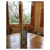 Handcrafted Felted Wool Vase with Faux Pussy Willow Stems