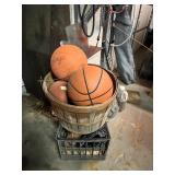 Mixed Lot of Basketballs, Football, Baseball Gloves, and Baseballs