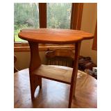 Wood Side Table with Shelf and Unique Shaped Top