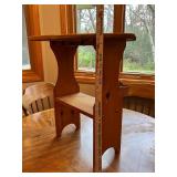 Wood Side Table with Shelf and Unique Shaped Top