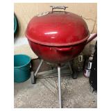 Weber Red Charcoal Kettle Grill with Lid and Wheeled Stand