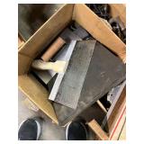 Box of Mixed Hand Tools with Welding Helmet and Frame Clamp
