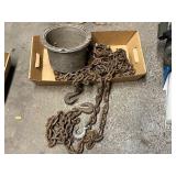Heavy Duty Steel Chain with Dual Hooks in Utility Bucket