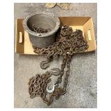 Heavy Duty Steel Chain with Dual Hooks in Utility Bucket