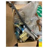 Automotive and Garage Tool Lot with Hydraulic Jack, Hardware, and Accessories
