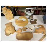 Collection of Vintage Wooden Animal and Holiday Cutouts