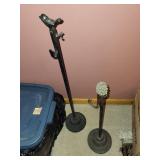 Pair of Decorative Metal Floor Standing Holders with Bird and Pinecone Accents