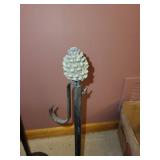 Pair of Decorative Metal Floor Standing Holders with Bird and Pinecone Accents