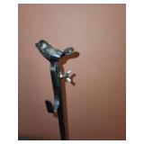 Pair of Decorative Metal Floor Standing Holders with Bird and Pinecone Accents