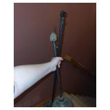 Pair of Decorative Metal Floor Standing Holders with Bird and Pinecone Accents