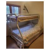 White Metal Twin over Full Bunk Bed with Mattresses 77x58x60 Inches