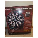 Halex Nova 1.0 Electronic Dartboard with Soft Tip Darts and Bar Decor Bundle