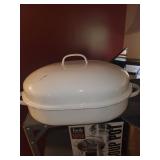 Kitchen Cookware and Utensil Collection Including Soup Pots, Roaster, and Thermometer Fork