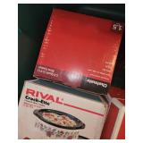 Large Storage Tote with Kitchenware, Glassware, Crock-Pot, and Utensils