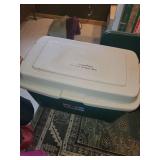 Large Storage Tote with Kitchenware, Glassware, Crock-Pot, and Utensils